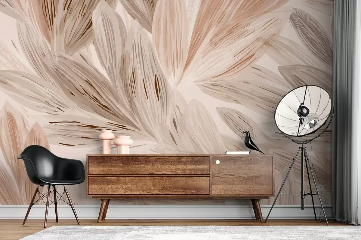 Fototapeedid Beežid taimed, kerge akvarellistiilis abstraktsioon w09127