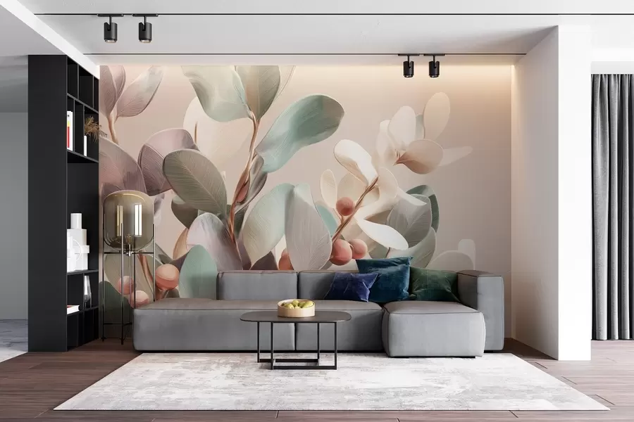 Fototapeedid Heledates pastelsetes toonides marjadega taimed w09128