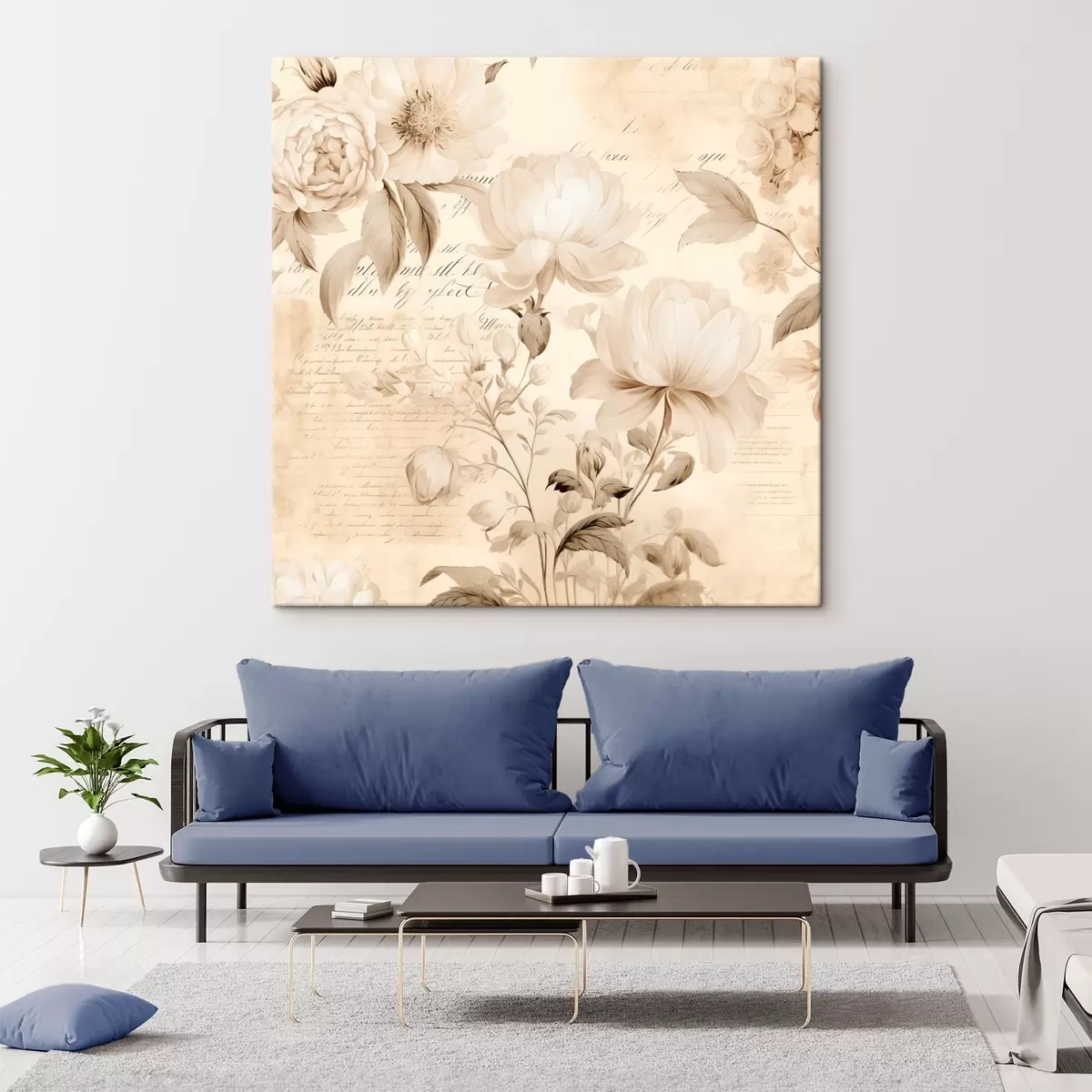 Pilt Vanaaegne kompositsioon kreemjasvalgetest lilledest s44332