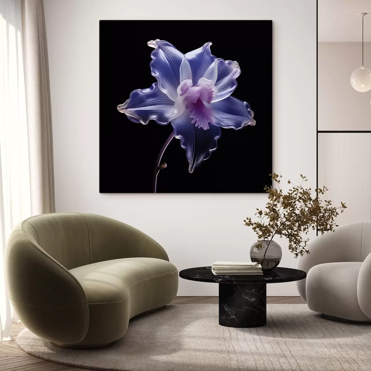 Pilt Läbipaistvad kroonlehed koos soontega mustal taustal s44347