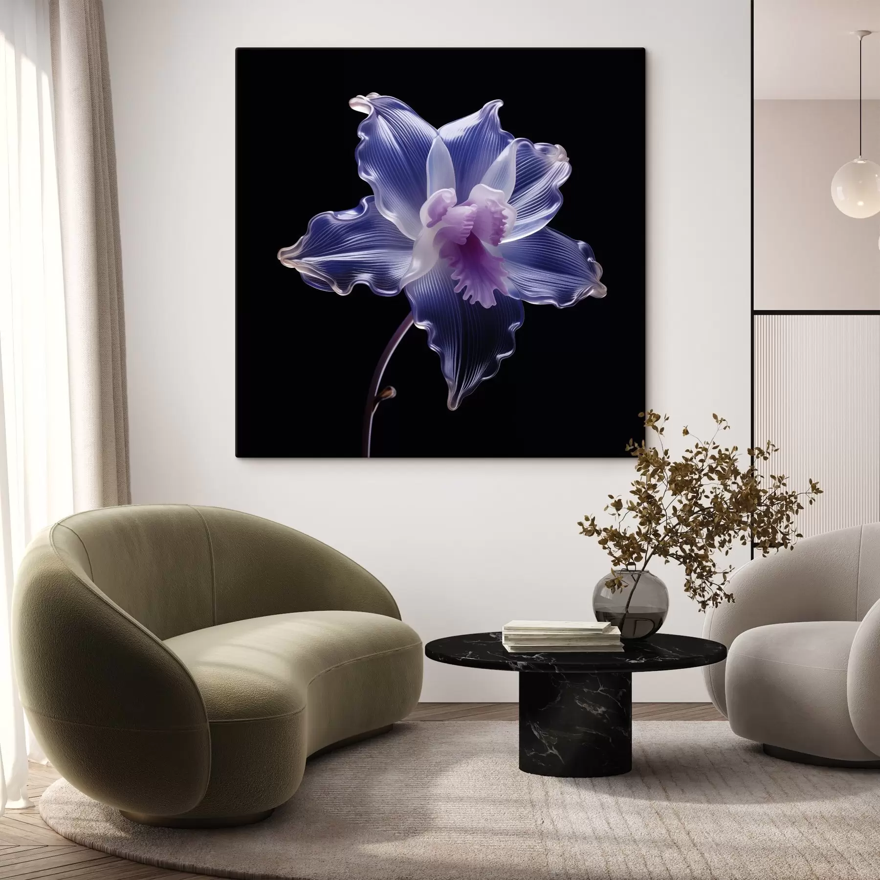 Pilt Läbipaistvad kroonlehed koos soontega mustal taustal s44347