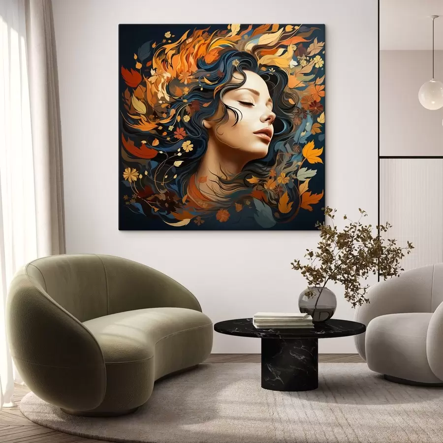 Pilt Tüdruk ja langevad lehed s44358