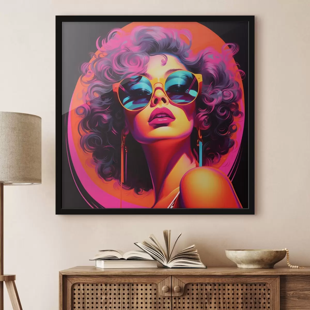 Plakat Stiilne naine päikeseprillidega f44335