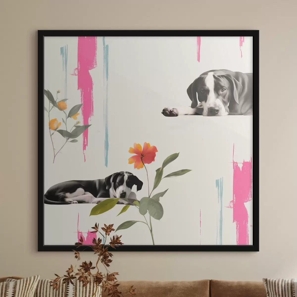 Plakat Must-valge dogi kurbade silmadega f44339