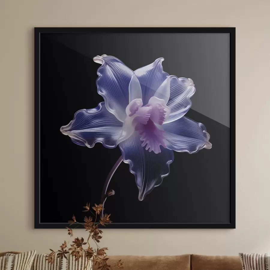 Fototapeedid Läbipaistvad kroonlehed koos soontega mustal taustal f44347