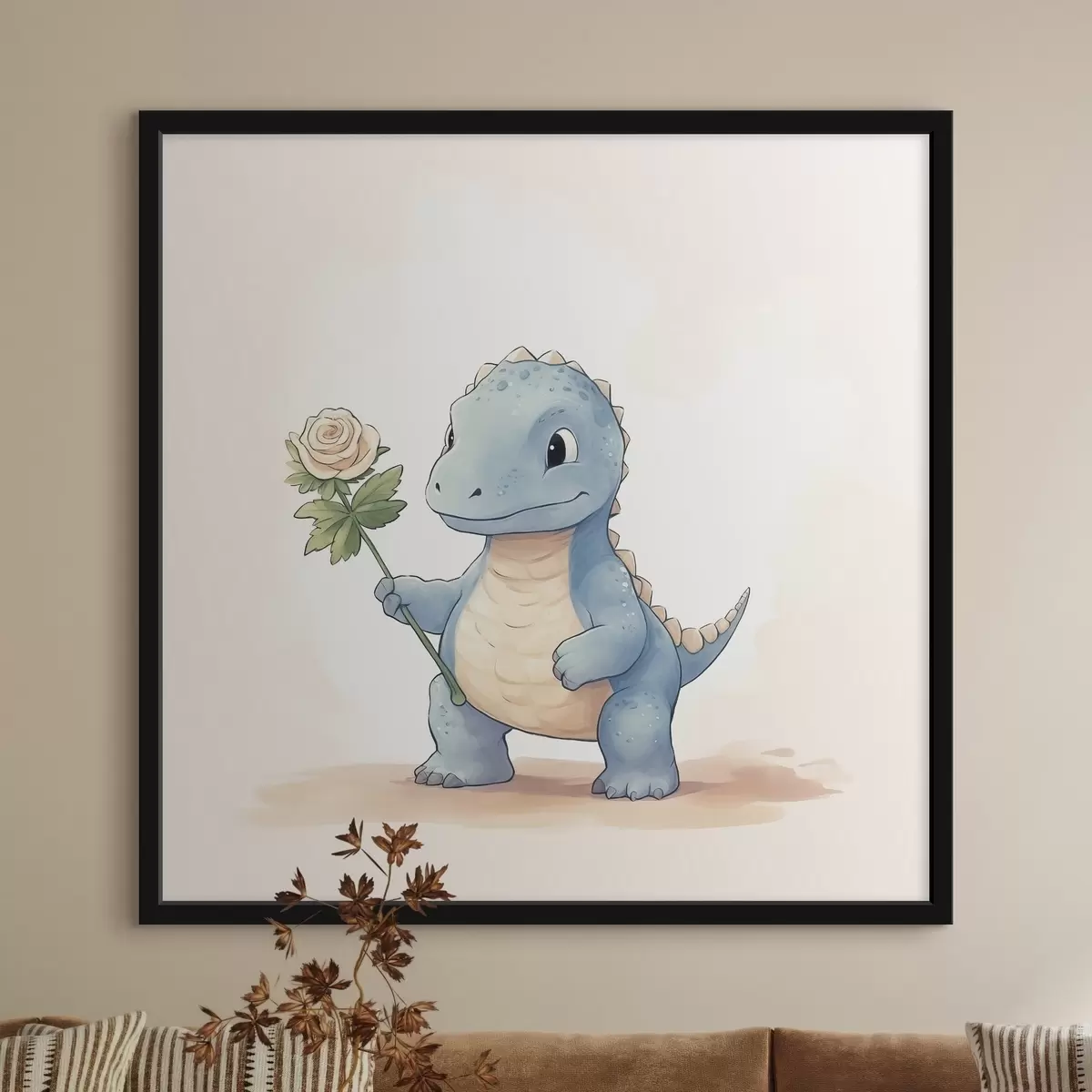 Plakat Väike dinosaurus ja õrn lill f44351