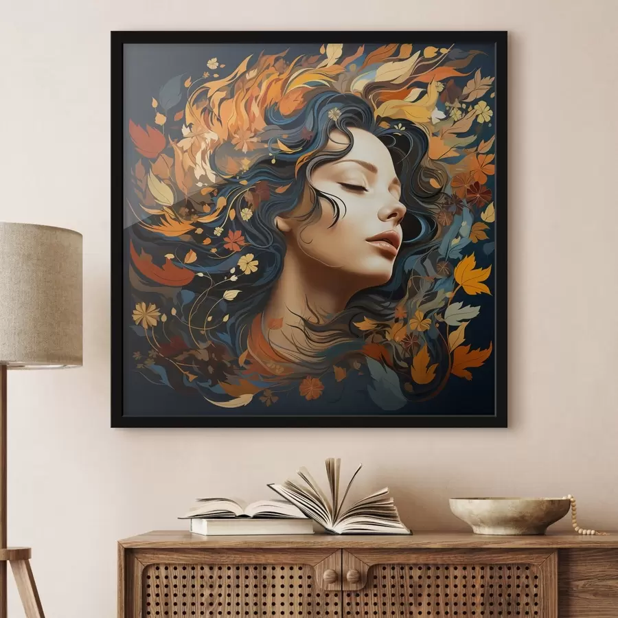 Fototapeedid Tüdruk ja langevad lehed f44358