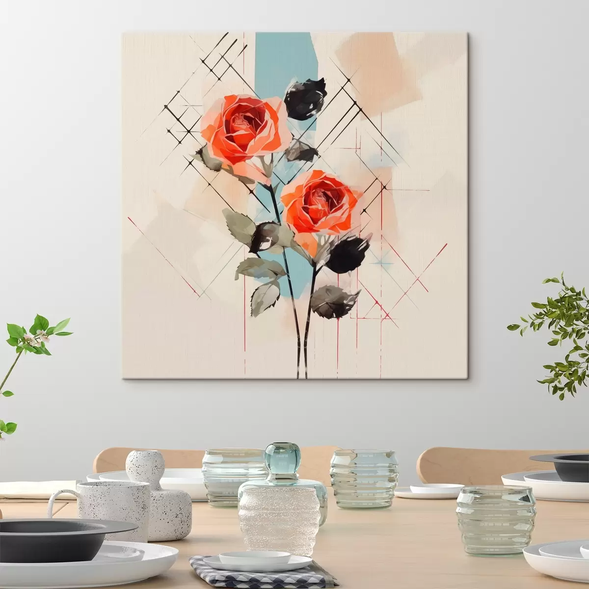 Pilt Roosid joonte ja laikude taustal s44421