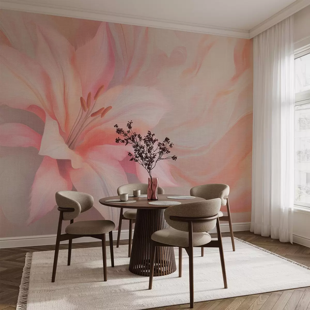 Fototapeedid Liliilia lill vedel abstraktsioon, lilleline, värviline joonistus w04006