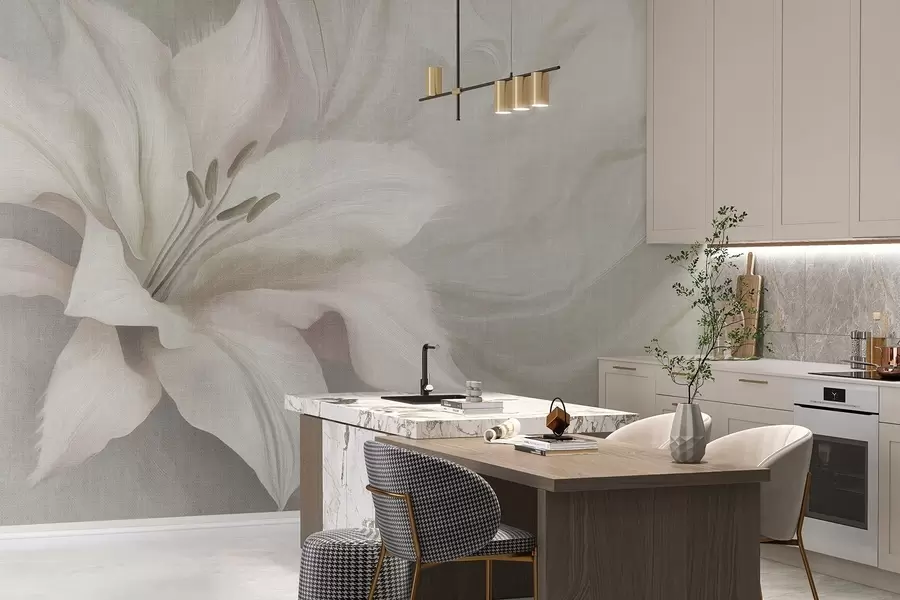 Fototapeedid Lily flower fluid abstraktsioon, lilleline, hallid värvid w04006v2