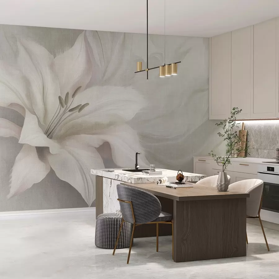 Fototapeedid Lily flower fluid abstraktsioon, lilleline, hallid värvid w04006v2