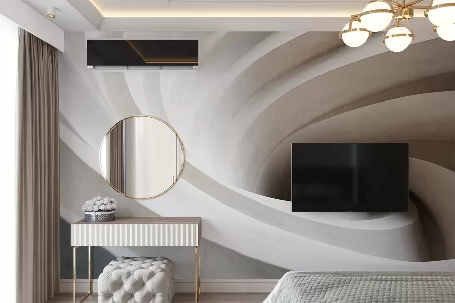 Fototapeedid Abstraktne valge ja beeži värvi kihtide tekstuurne keeris, mis tekitab keerisefekti, dünaamiline kompositsioon, kaasaegne minimalistlik kujundus w09144