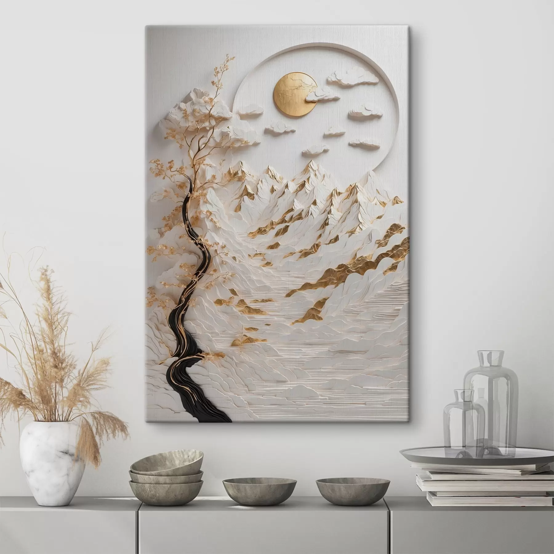 Pilt Abstraktsed mäed ja päike s44428