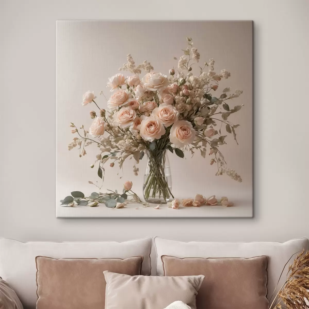 Pilt Valged roosid läbipaistvas vaasis s44451