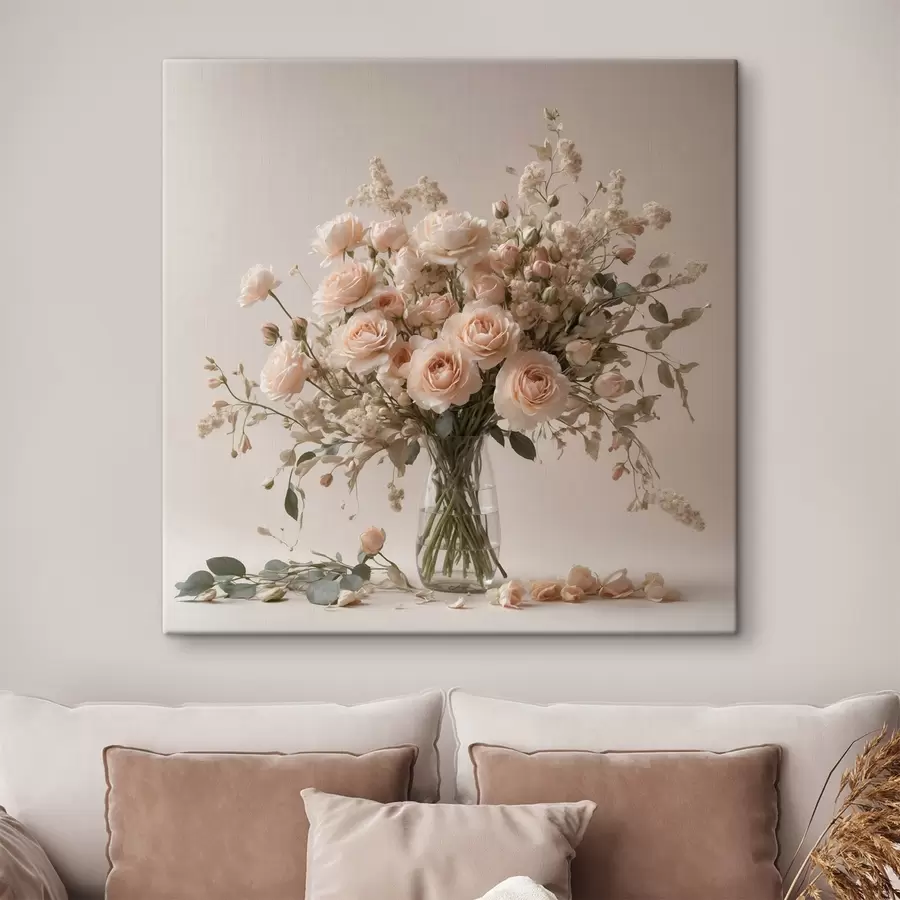 Pilt Valged roosid läbipaistvas vaasis s44451