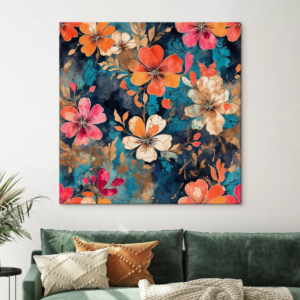 Pilt Mitmevärviline akrüülmaal tumesinisel taustal Abstraktne mitmevärviline akrüülmaal tumesinisel taustal sinisel taustal s44460