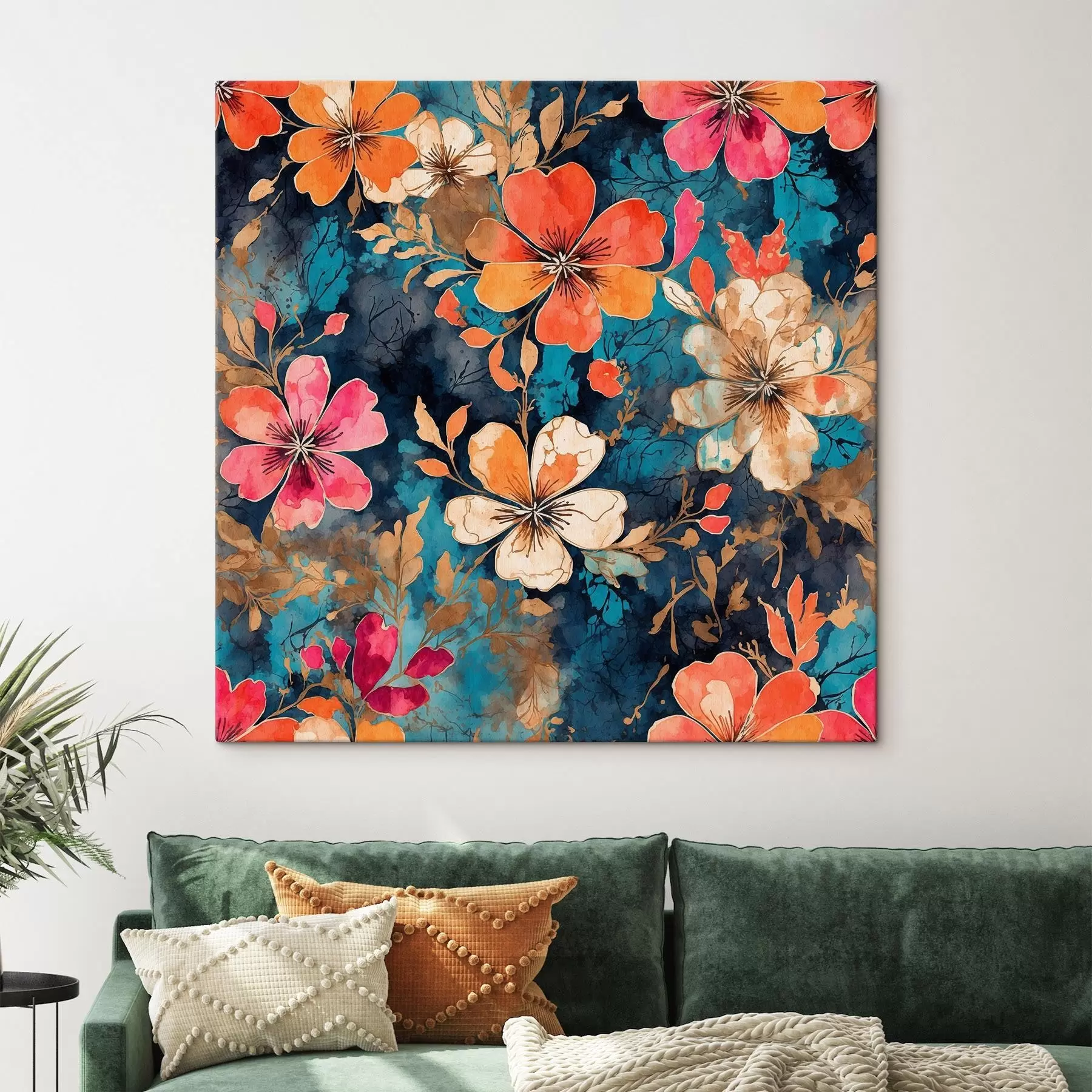 Fototapeedid Mitmevärviline akrüülmaal tumesinisel taustal Abstraktne mitmevärviline akrüülmaal tumesinisel taustal sinisel taustal s44460