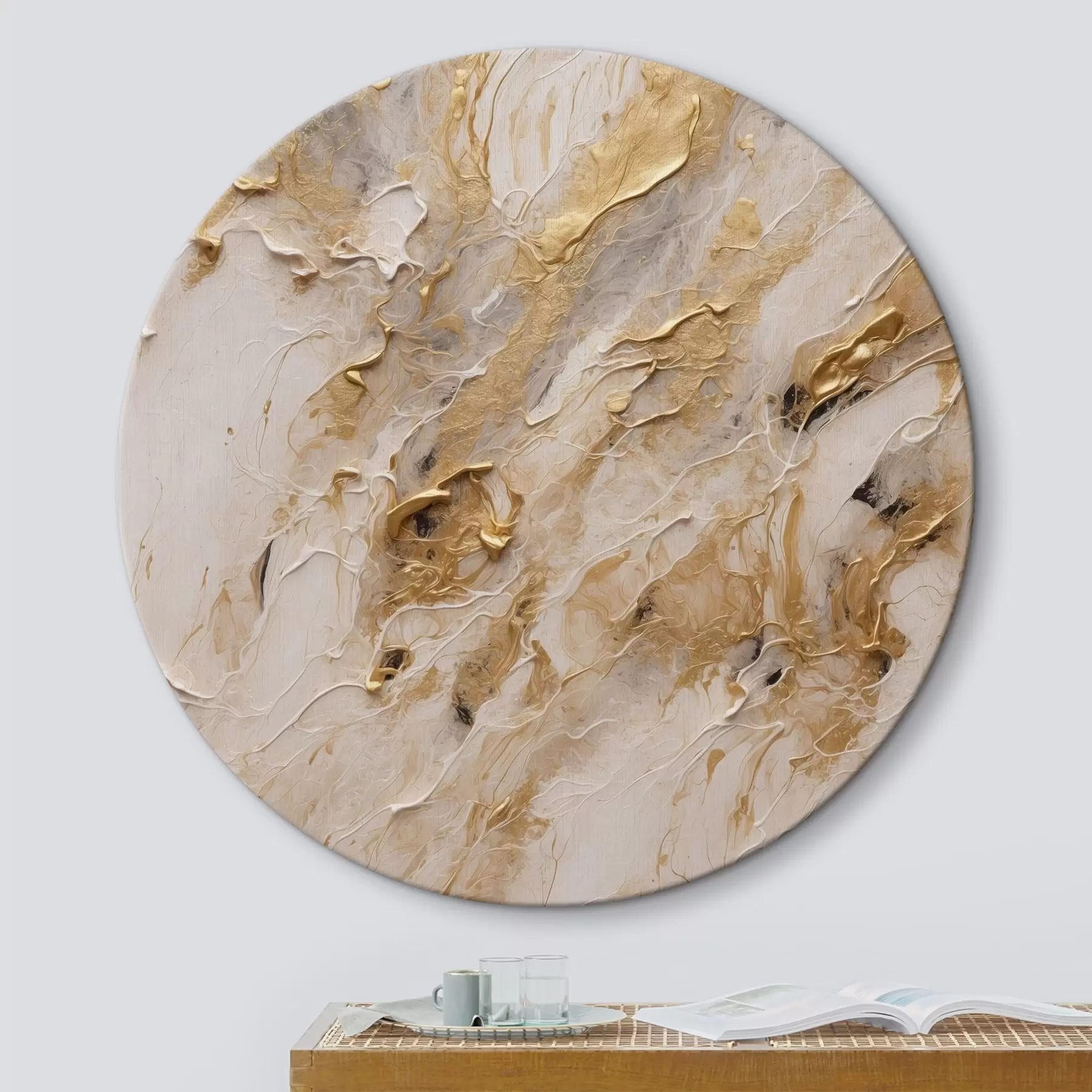 Pilt Abstraktne kollane ja valge tee akrüülmaal stiilis Punane lill valge-punasel taustal valge õlimaaliga r44439