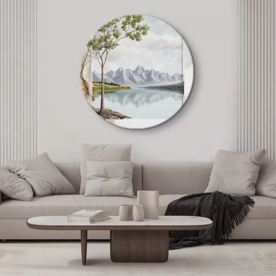 Pilt Vaade järvele ja lumised mäed kaadris r44458