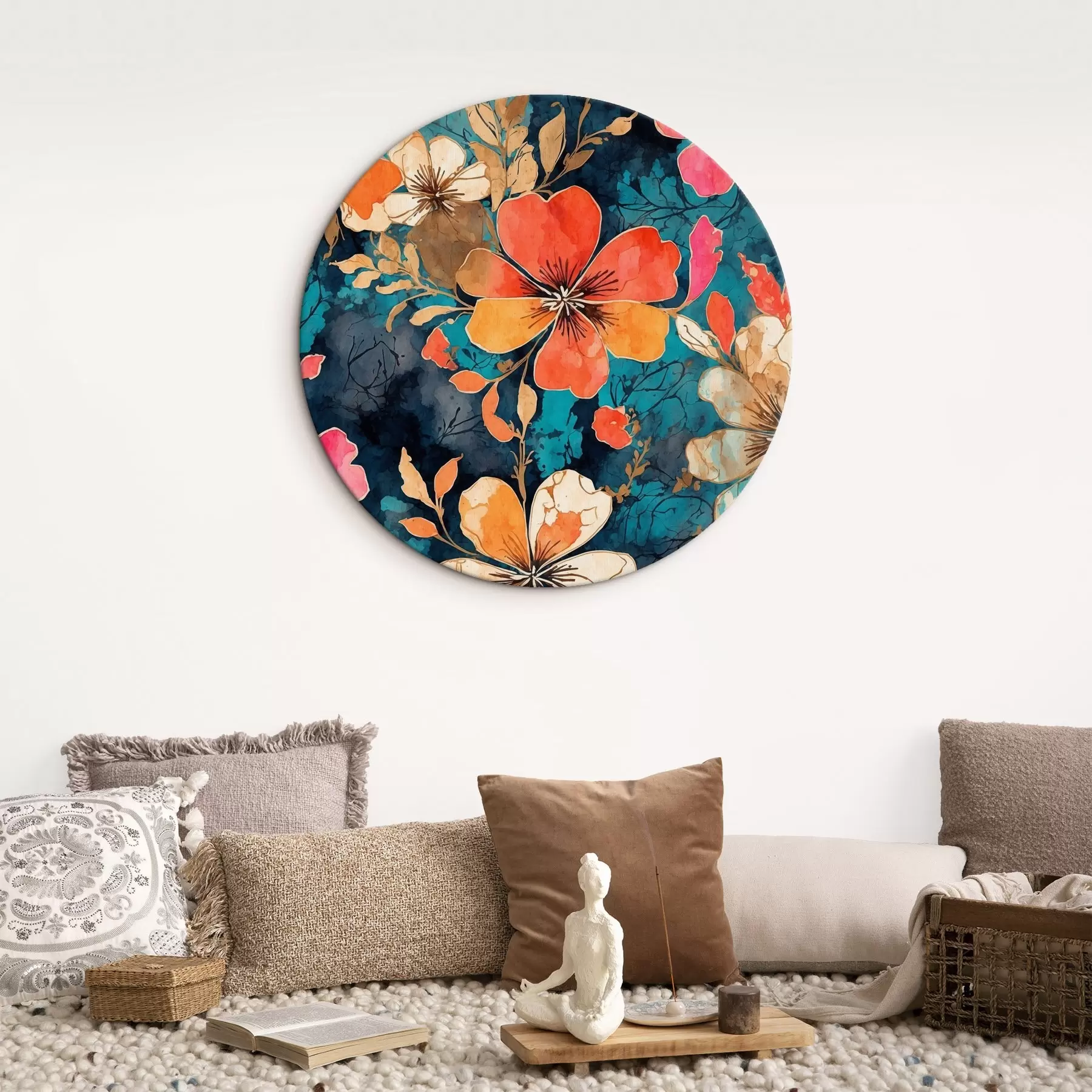 Pilt Mitmevärviline akrüülmaal tumesinisel taustal Abstraktne mitmevärviline akrüülmaal tumesinisel taustal sinisel taustal r44460