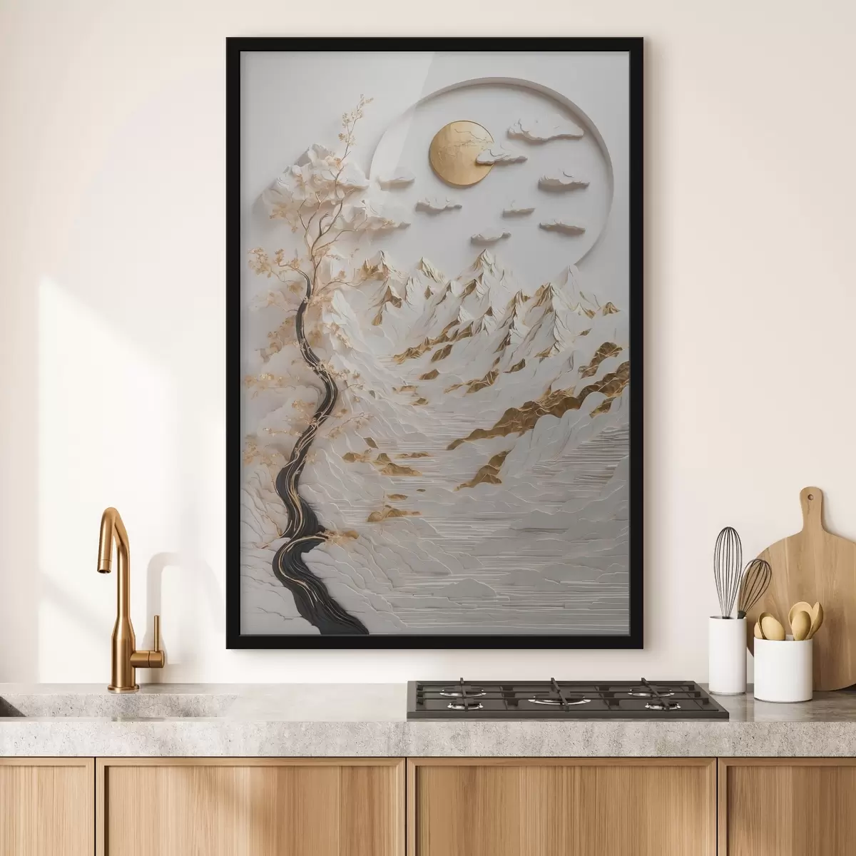 Plakat Abstraktsed mäed ja päike f44428