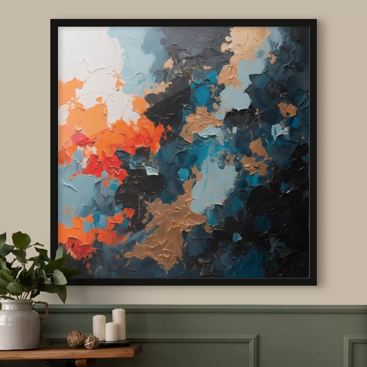 Plakat Abstraktne mitmevärviline õlimaal f44431