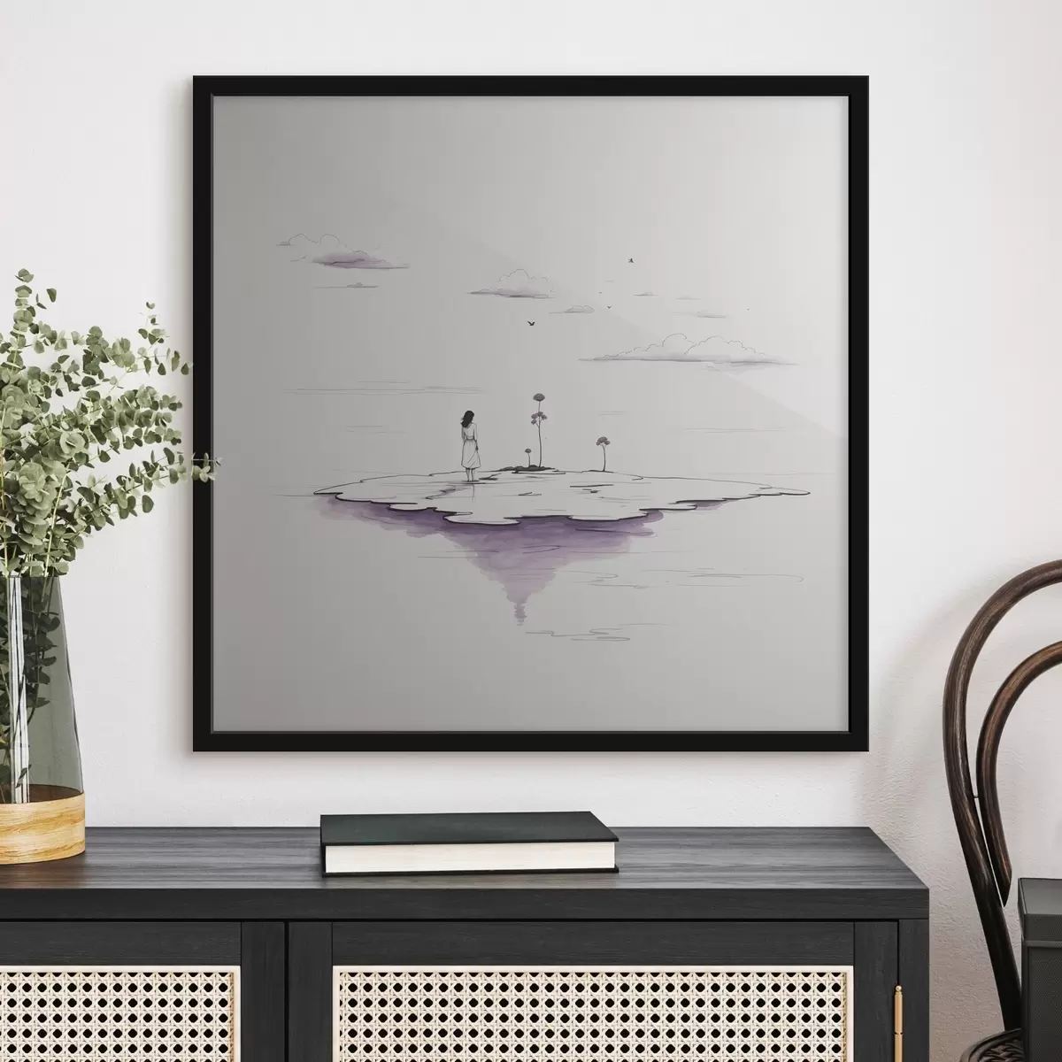 Plakat Lihtne must-valge maal f44433