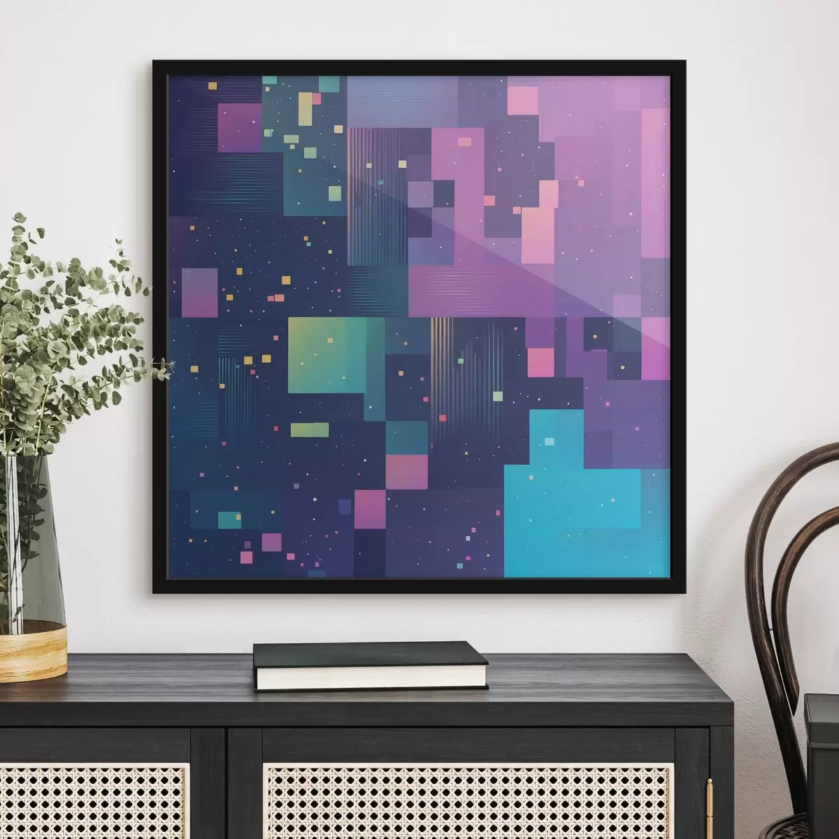 Plakat Abstraktne maal mitmevärviliste ristkülikukujuliste figuuridega f44457