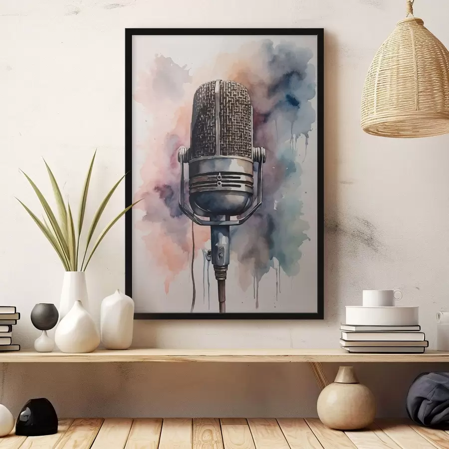Fototapeedid Mikrofon akvarellitaustal f44463