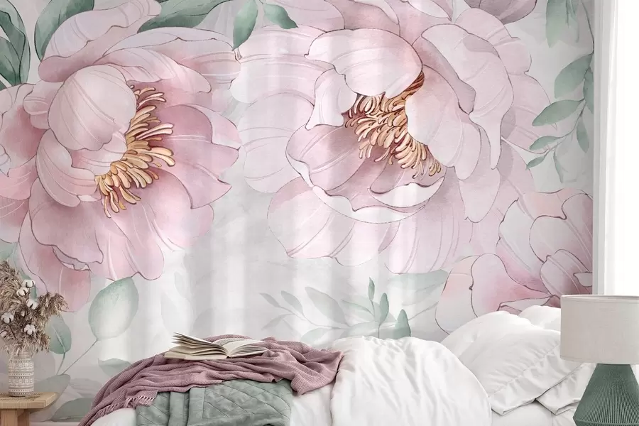 Fototapeedid Roosa ploomide imitatsioon akvarell w03932v2