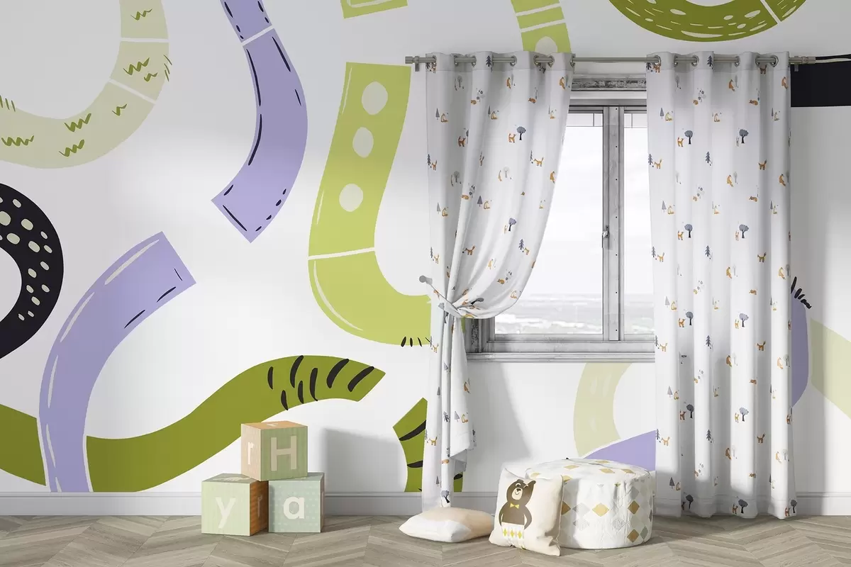 Fototapeedid Abstraktsed joonistused, alaealine, doodles, roheline, lilla w04066v1