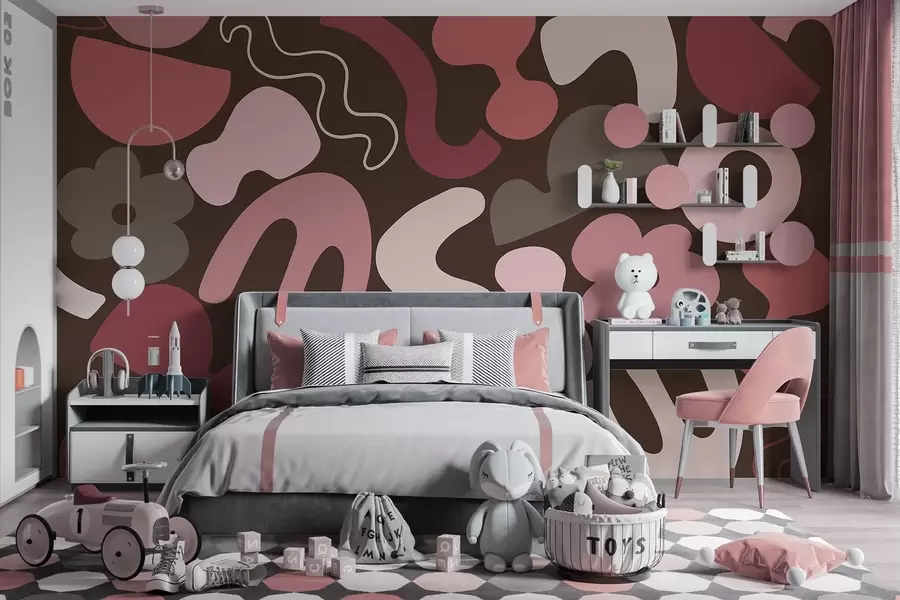 Fototapeedid Geomeetrilised figuurid, nooruslik, abstraktsioon, tumepunane foon w04067