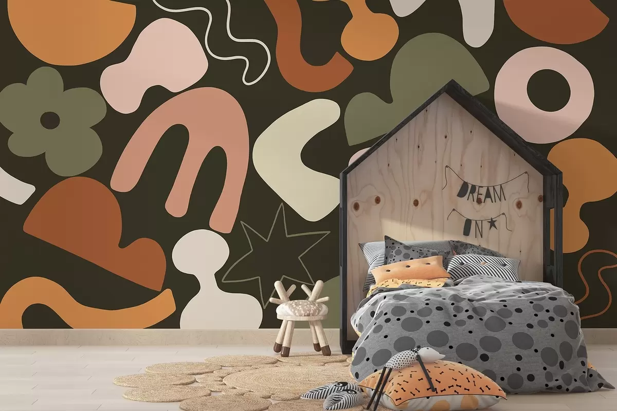 Fototapeedid Geomeetrilised figuurid, nooruk, abstraktsioon, tumeroheline taust w04067v2