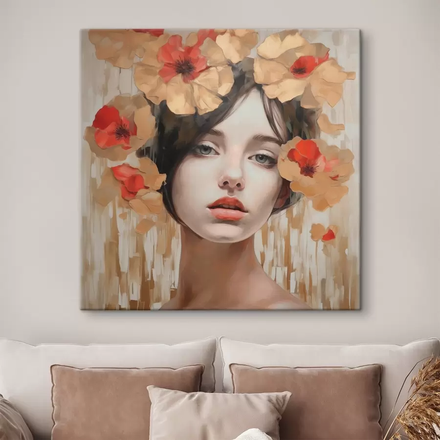 Pilt Tüdruku portree lilledega s44593