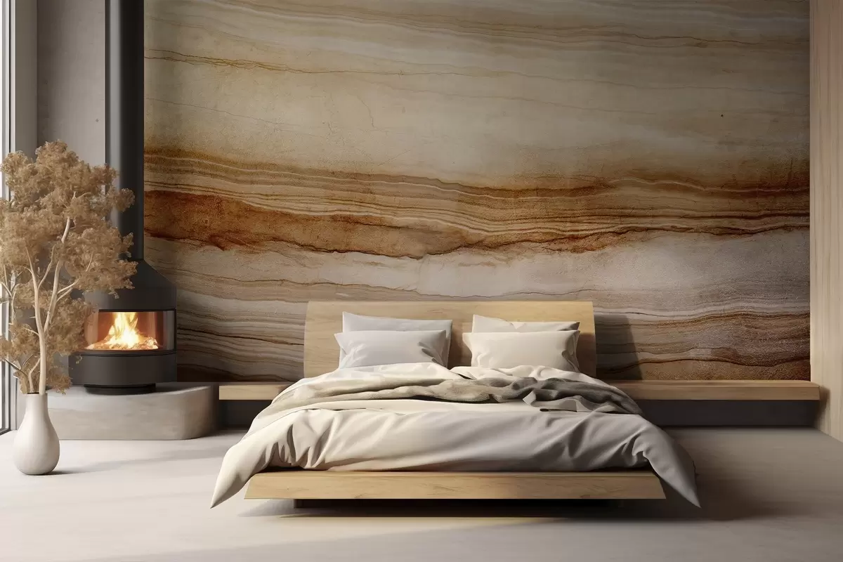 Fototapeedid Puidutekstuuri imitatsioon horisontaalsete joontega, beež ja tumepruun , naturaalne trükis, mahedates pehmetes toonides w09156