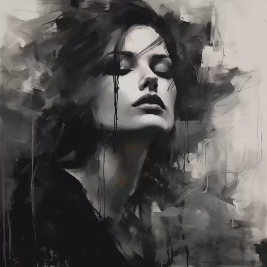 Fototapeedid Portree halli ja musta riietusega naise portree w04049