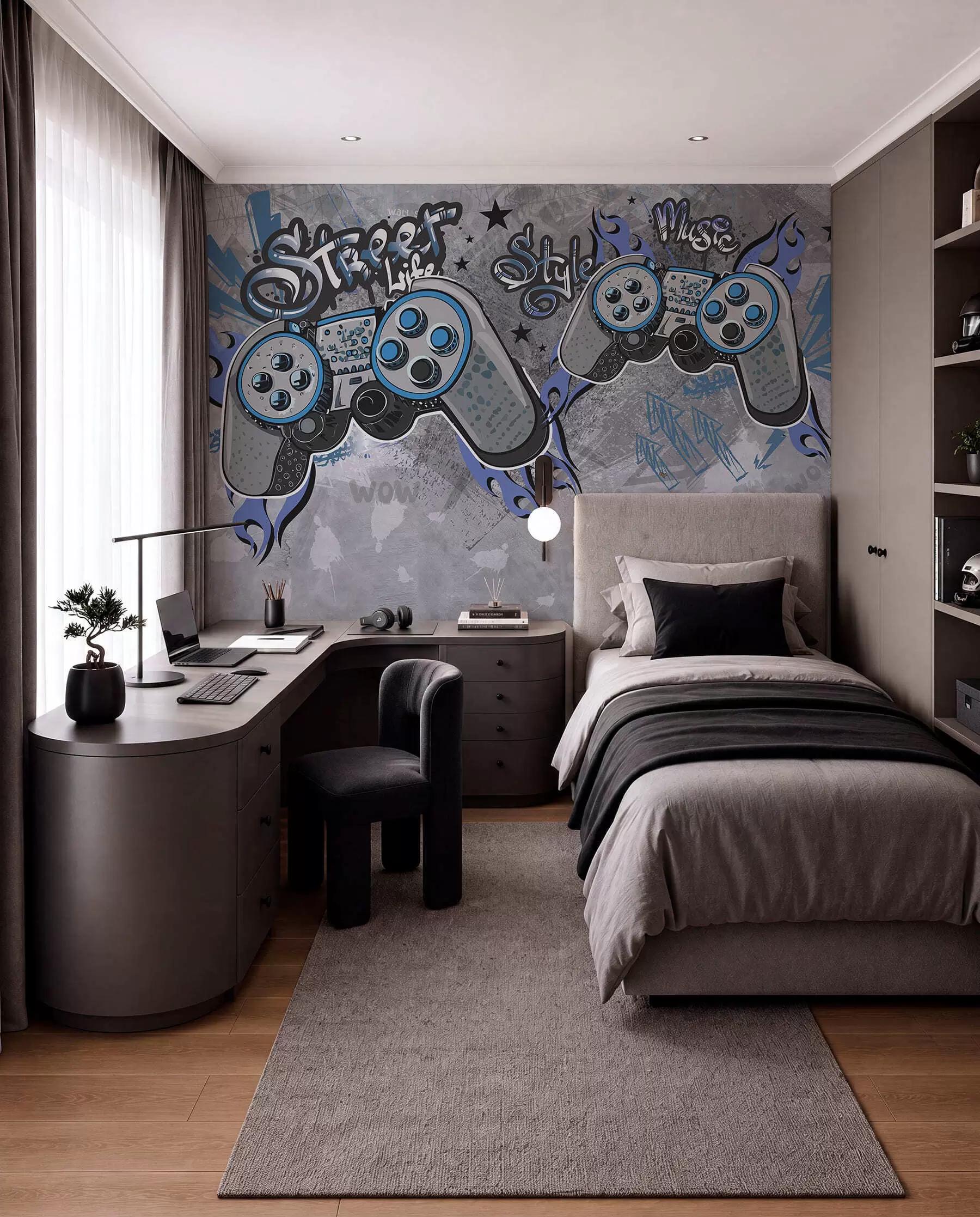Fototapeedid Street art stiilis konsoolid grunge seinal w04054