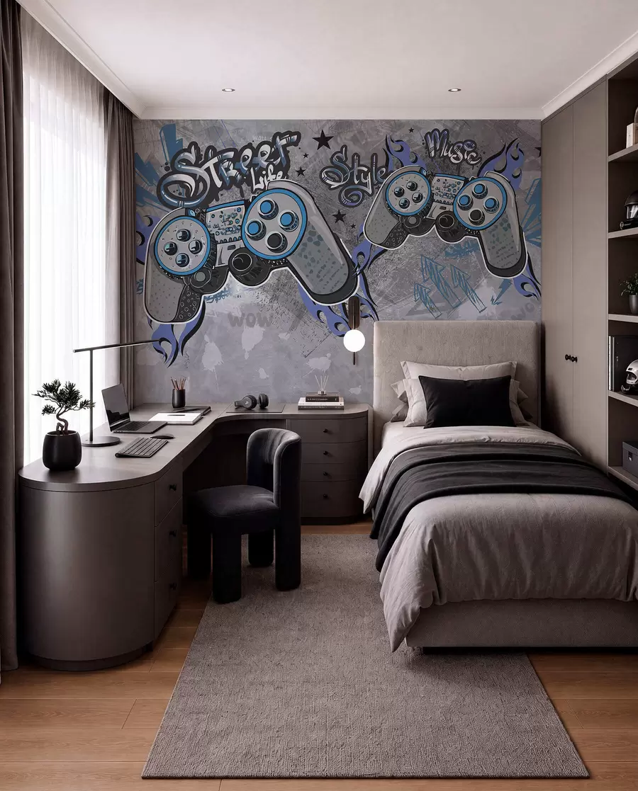 Fototapeedid Street art stiilis konsoolid grunge seinal w04054