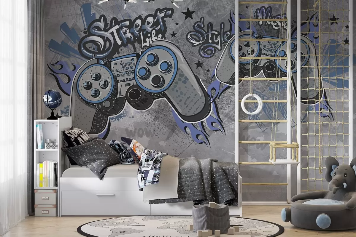 Fototapeedid Street art stiilis konsoolid grunge seinal w04054