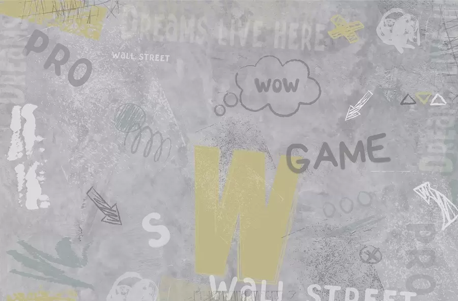 Fototapeedid Disain tänavakunsti stiilis kollase värviga kiri betoonseina taustal w04056