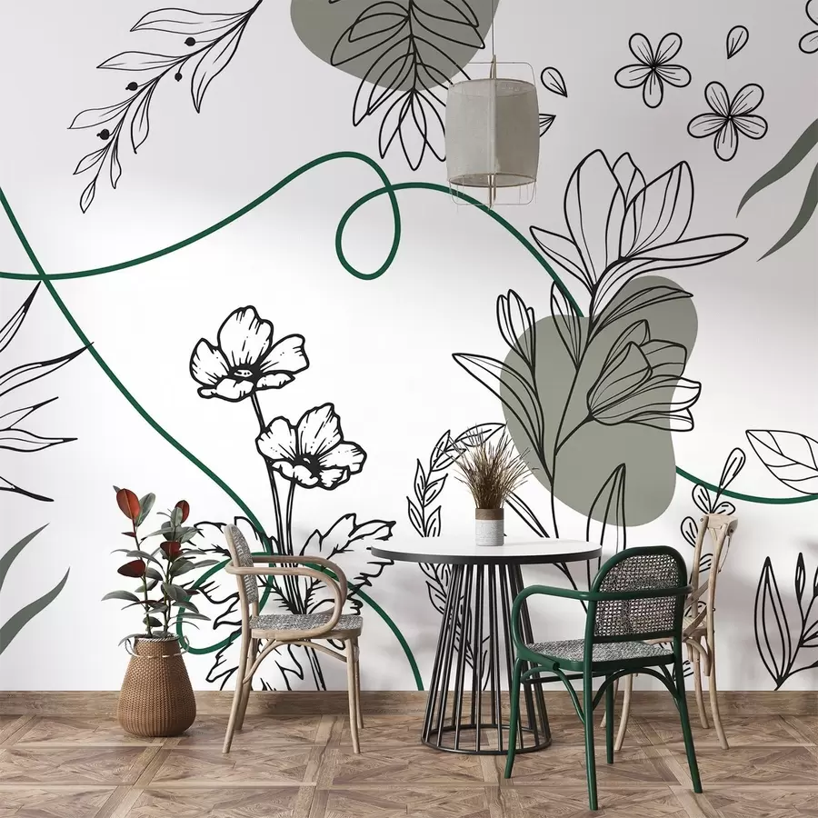 Fototapeedid Boho lillede kontuur w04082