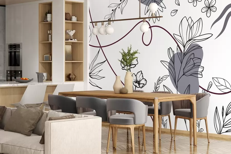 Fototapeedid Boho lillede kontuur w04082v1