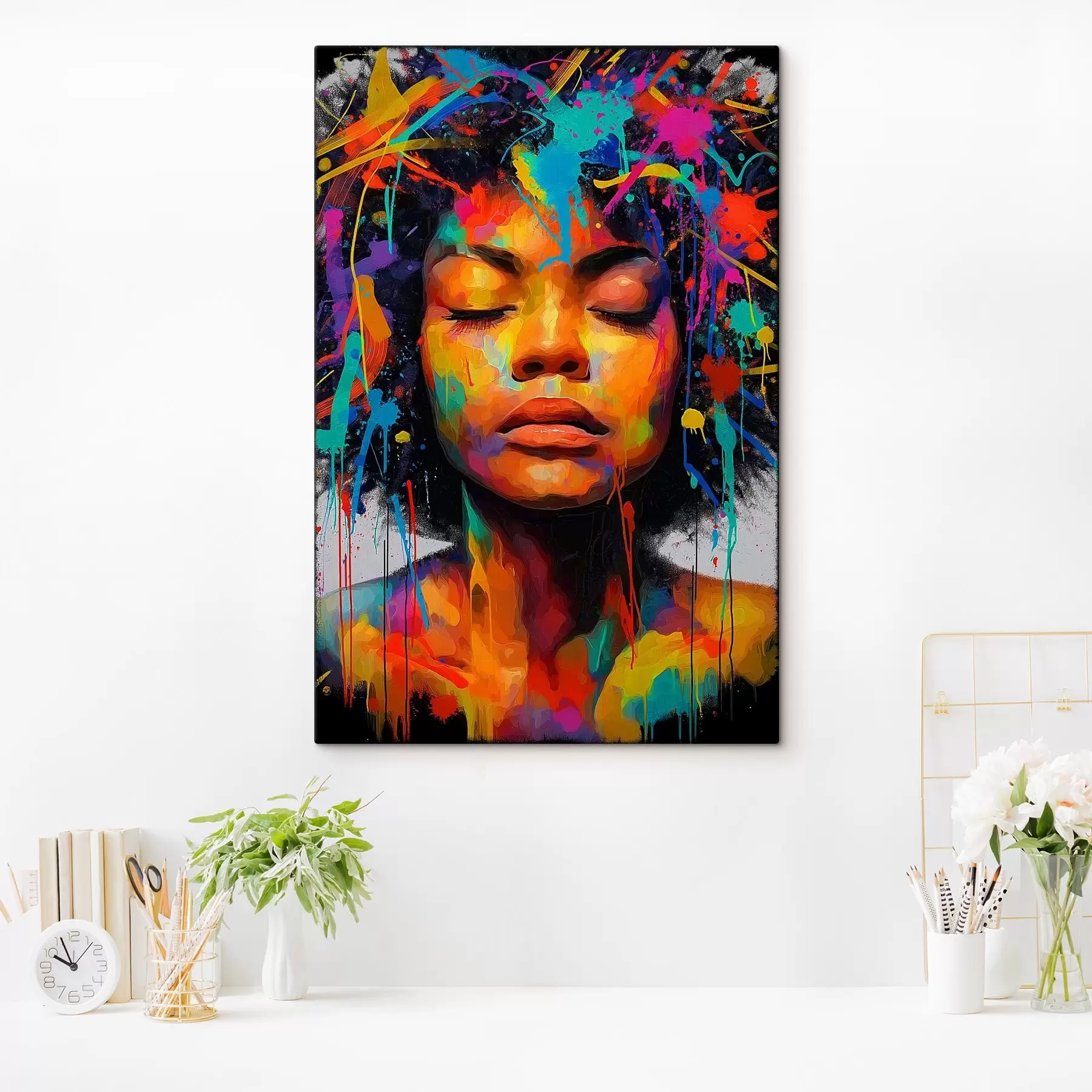 Fototapeedid Tüdruk erksates värvides, abstraktne stiil s44618