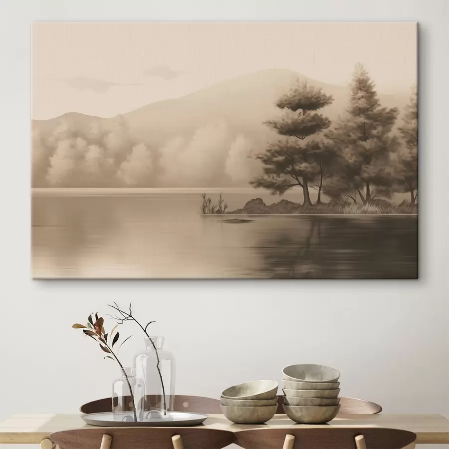 Pilt Järv ja puud seepia toonis s44633