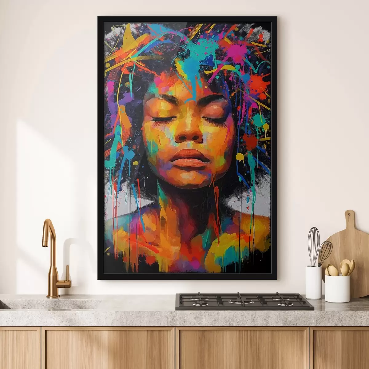 Plakat Tüdruk erksates värvides, abstraktne stiil f44618