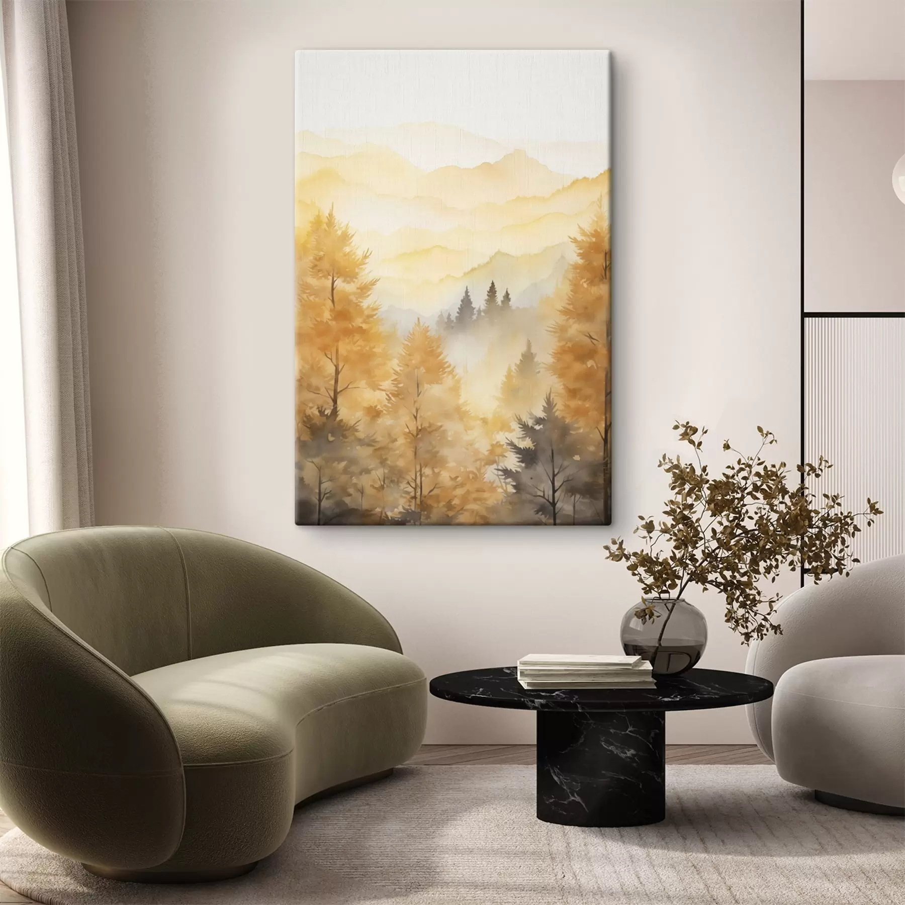 Pilt Kaunis sügisene mets koos mägedega taustal  s44614