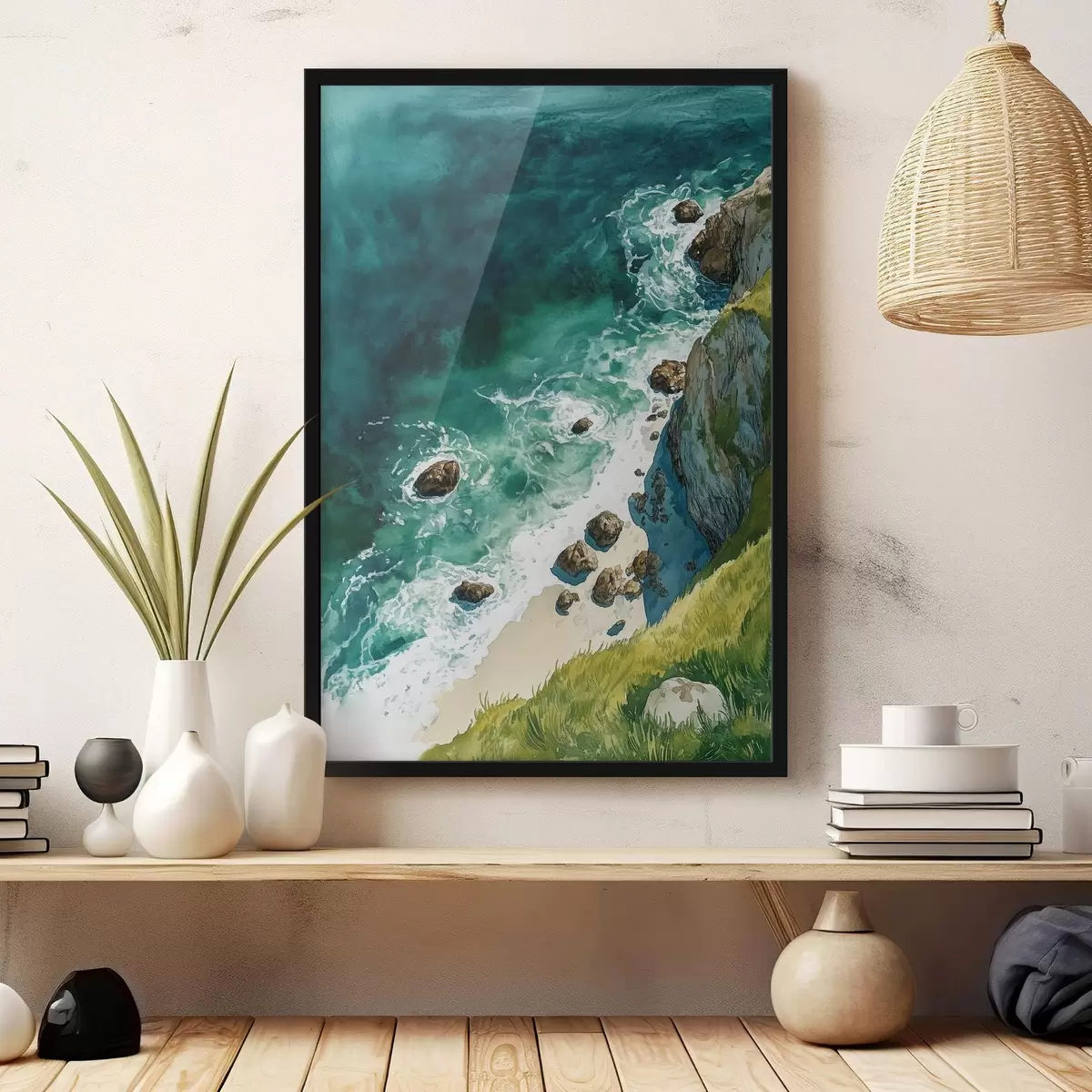 Plakat Akvamariine vesi, ookean, kaljused kaljud, Portugal f44617