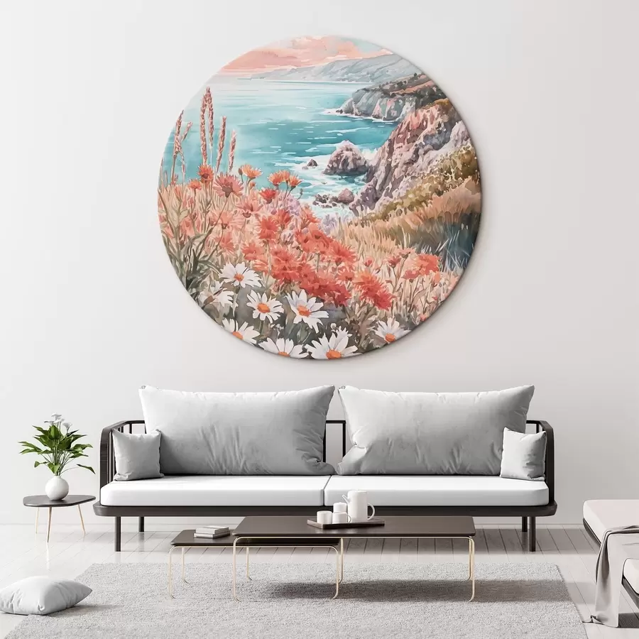 Pilt Portugali ookeanirannik päikeseloojangul, niidulilled r44612