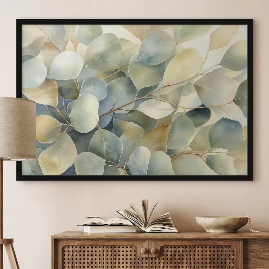 Fototapeedid Eukalüpti lehed, akvarellstiil, loodus f44502