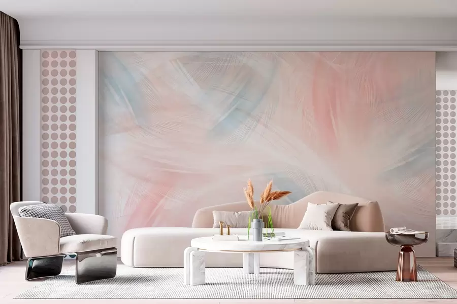 Fototapeedid õhulised suled roosa ja sinise varjundiga w04071